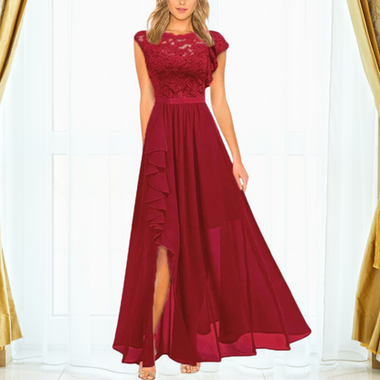 Pamila| Elegant Evening Dress with Lace and Ruffles