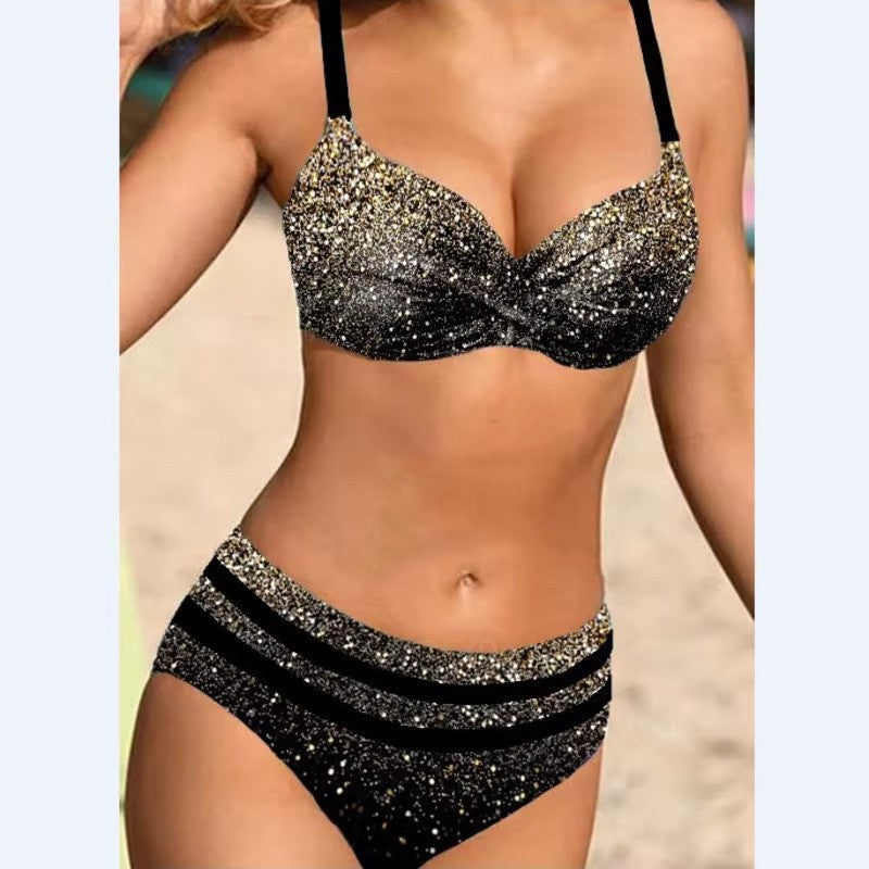 Fina | Stylish High-Waist Bikini Set with Tropical Print