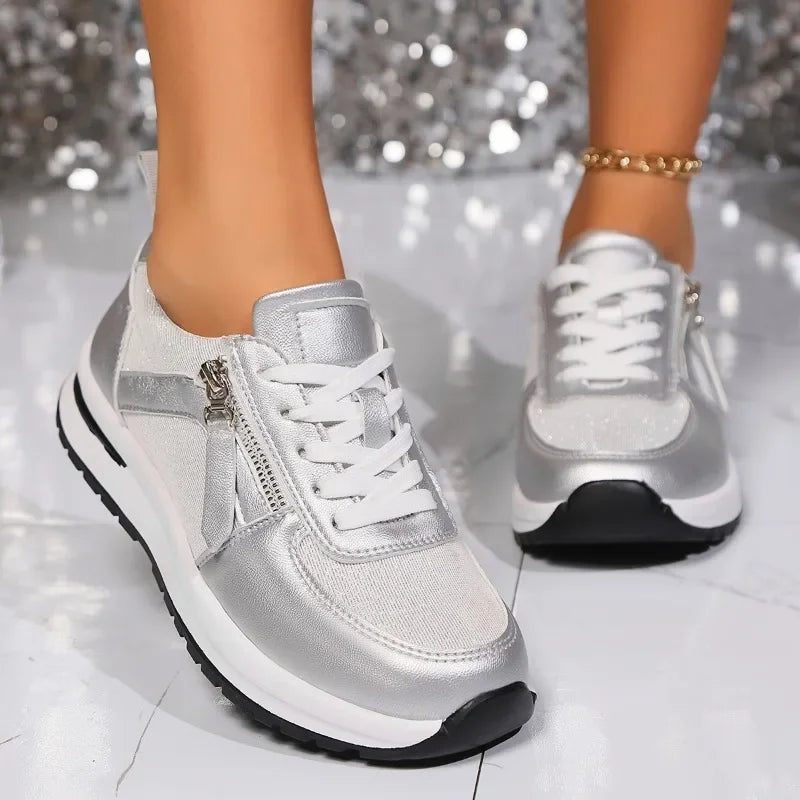 Women's Glitter Orthopedic Sneakers with Comfortable Sole