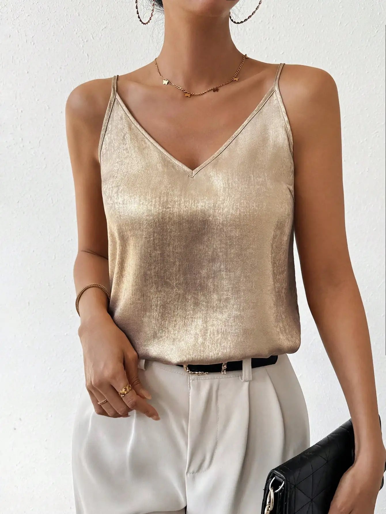 Lovy | Cami V-Neck Top with Spaghetti Straps