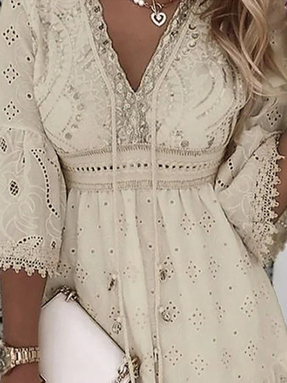 Brandyce | Summer Romantic Mini Dress with Lace Details