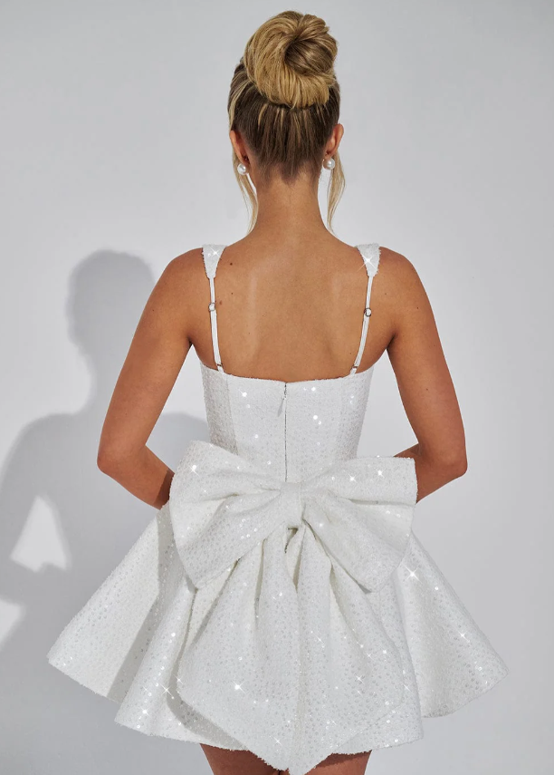 Party Dress With Sequins And Large Bow Mini Dress For Women