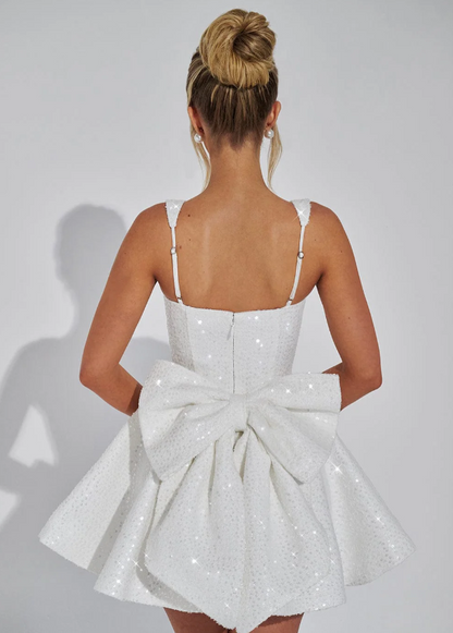 Party Dress With Sequins And Large Bow Mini Dress For Women