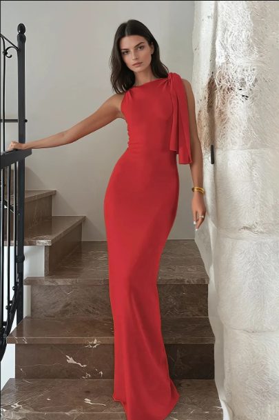 Farrah | Satin Evening Dress with Elegant Spring Detail