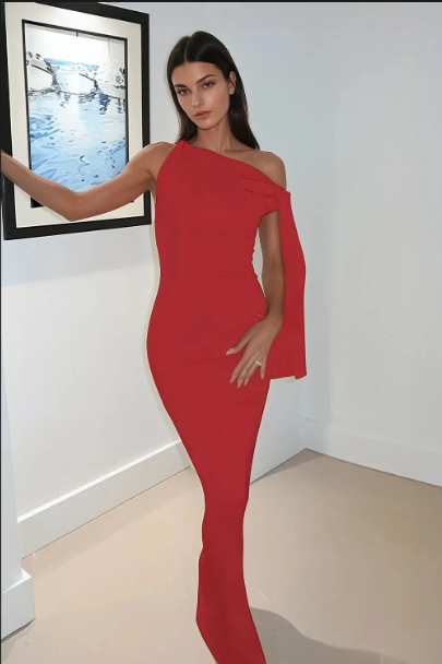 Farrah | Satin Evening Dress with Elegant Spring Detail