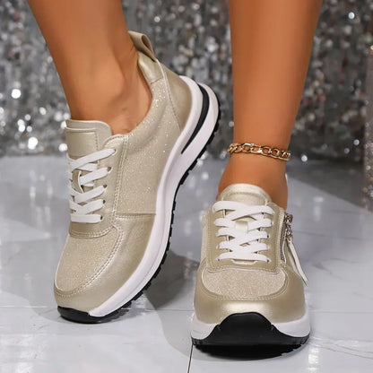 Women's Glitter Orthopedic Sneakers with Comfortable Sole
