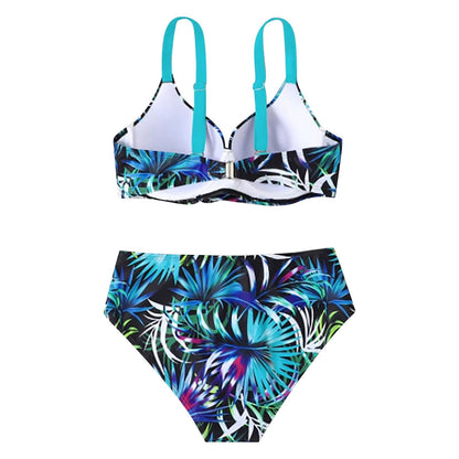 Fina | Stylish High-Waist Bikini Set with Tropical Print