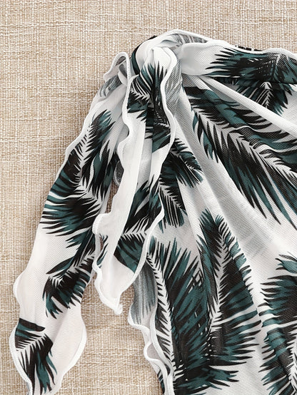 Leonia | Bikini Set with Palm Print Sarong