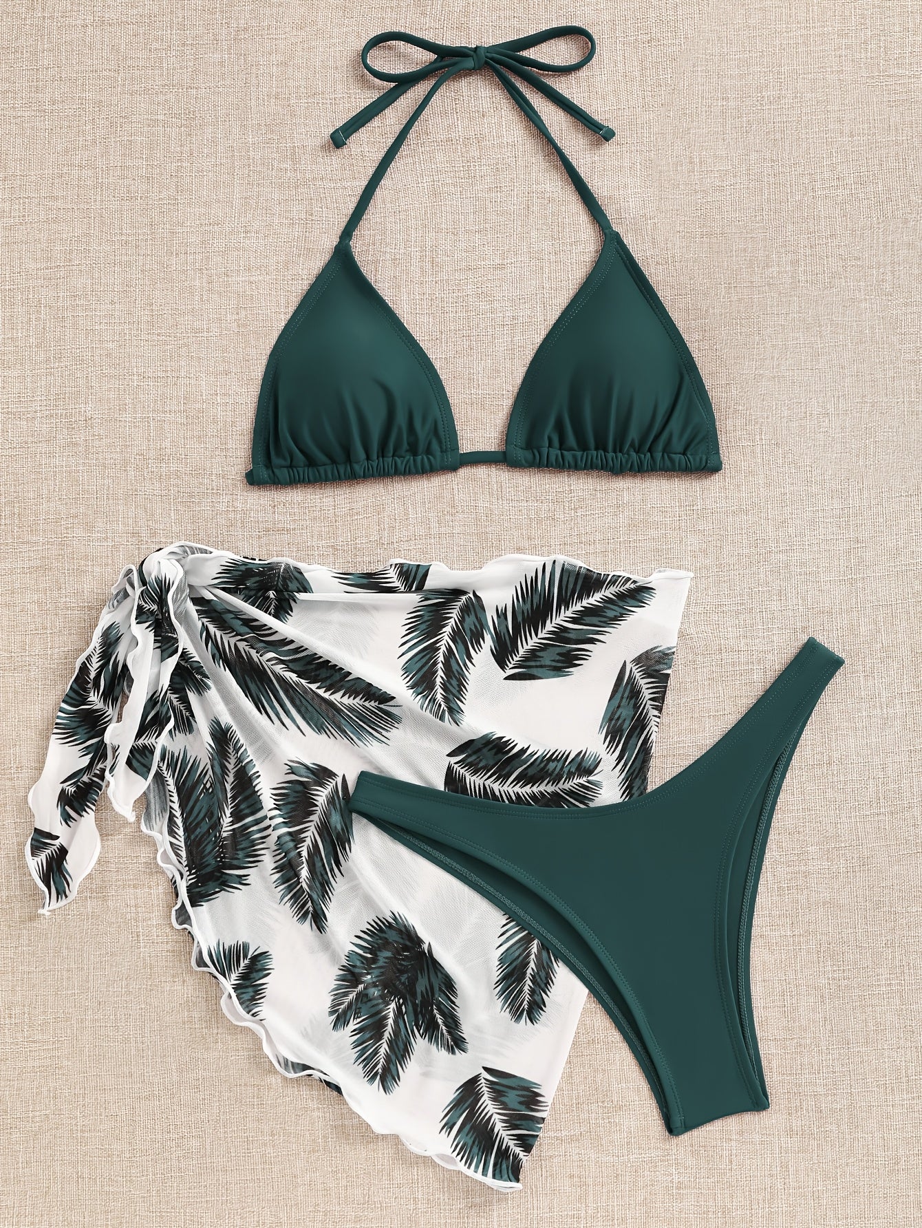 Leonia | Bikini Set with Palm Print Sarong