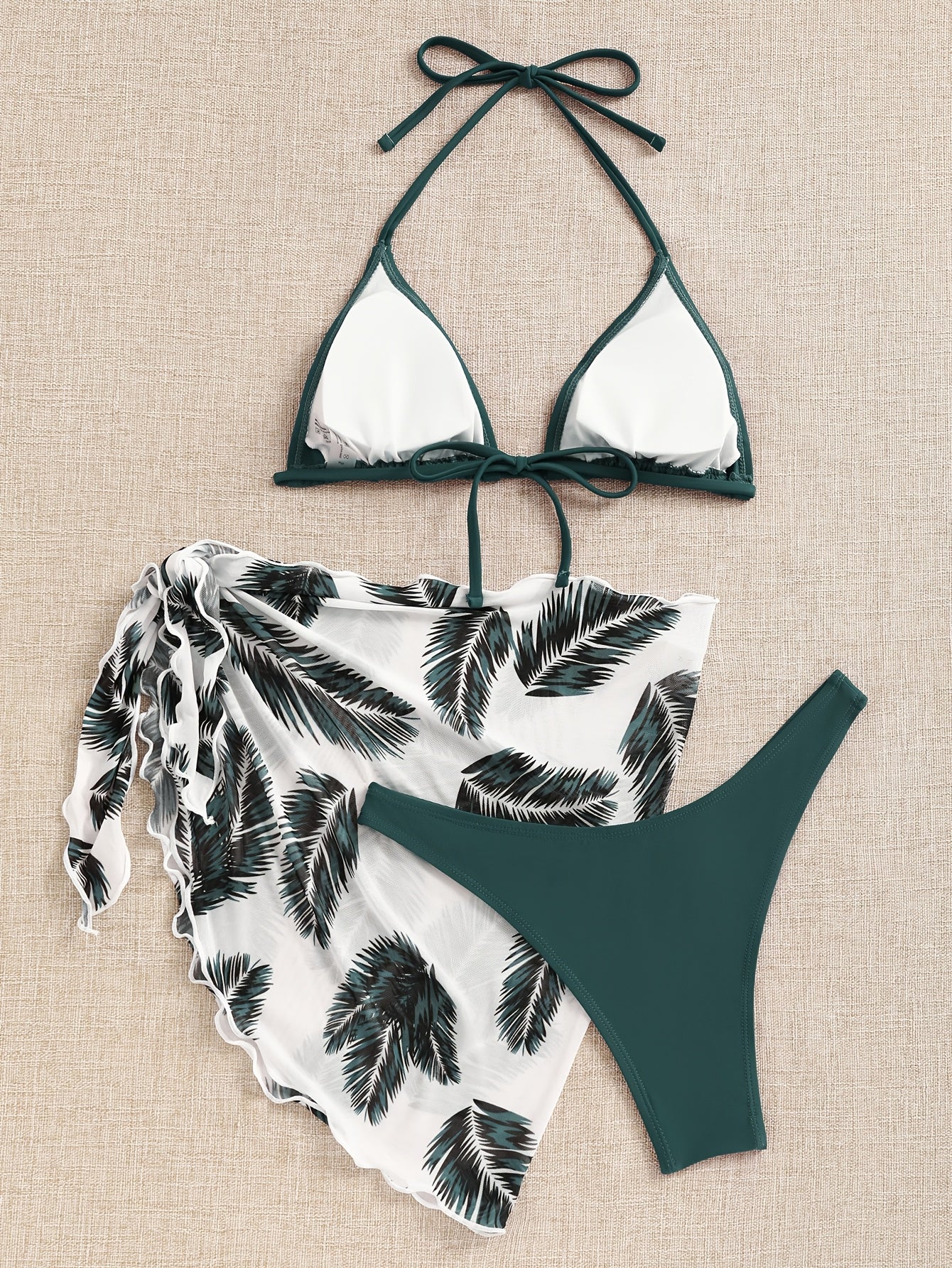 Leonia | Bikini Set with Palm Print Sarong