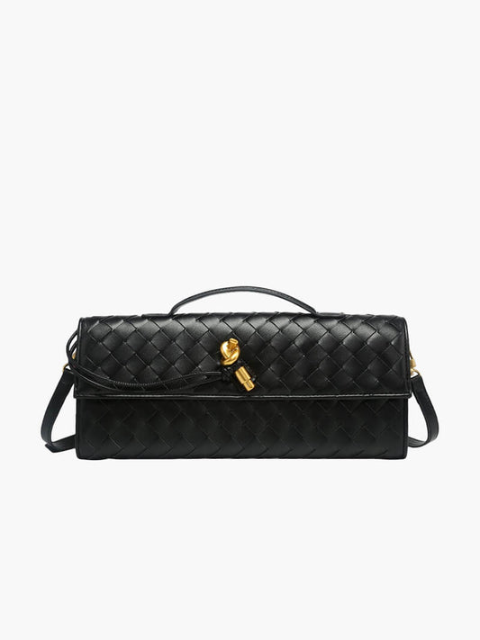 Chic Women's Handbag with Woven Design and Gold Closure