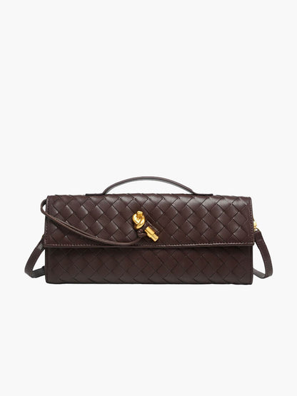 Chic Women's Handbag with Woven Design and Gold Closure