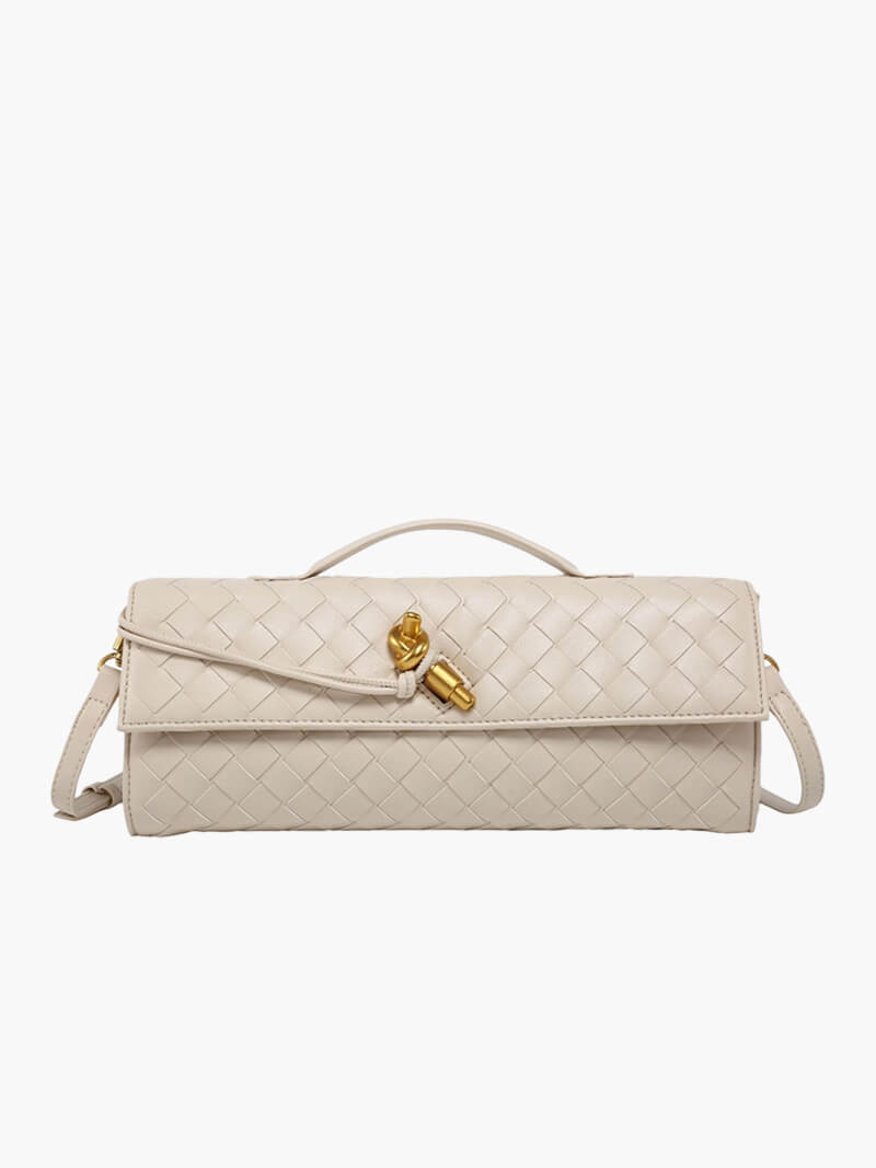 Chic Women's Handbag with Woven Design and Gold Closure
