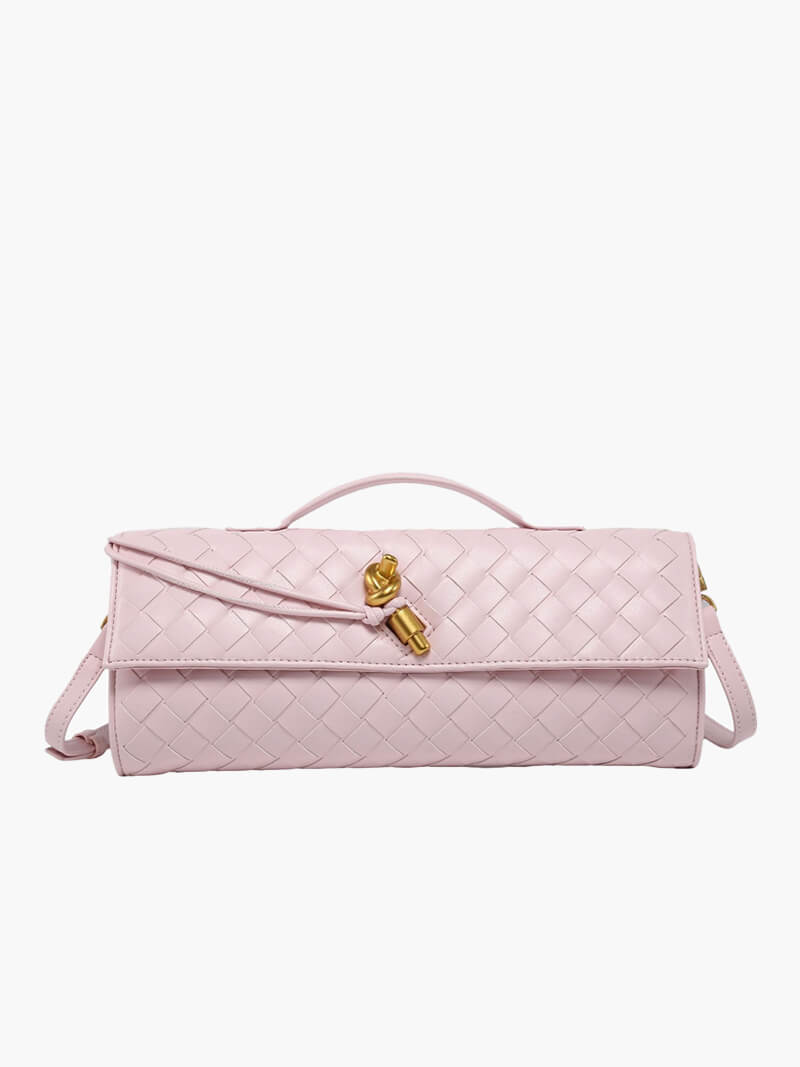 Chic Women's Handbag with Woven Design and Gold Closure