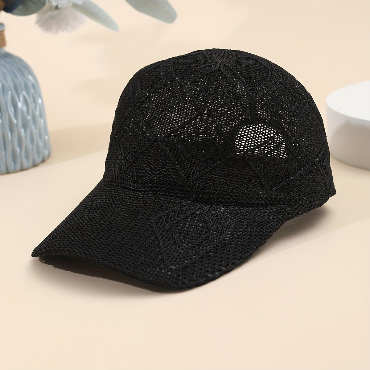 Malvina | Crocheted Mesh Cap with Diamond Pattern