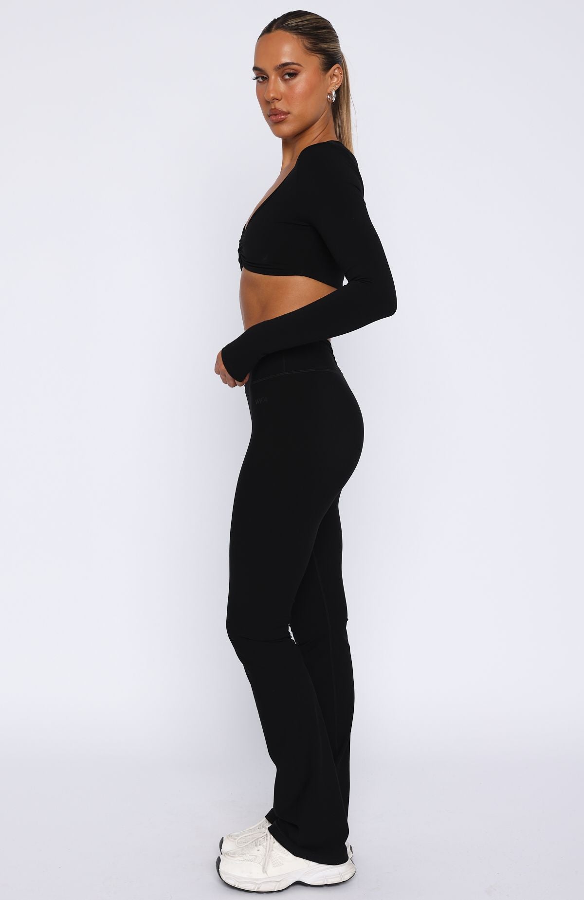 Stylish Black Women's Flared Leggings With High Waist
