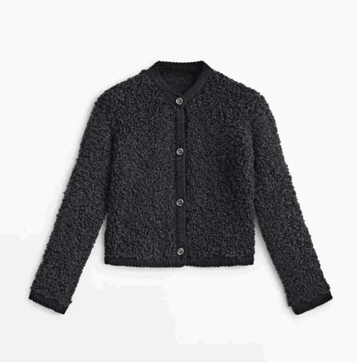 Women's Teddy Style Mid-Length Jacket With Buttons And Soft Texture