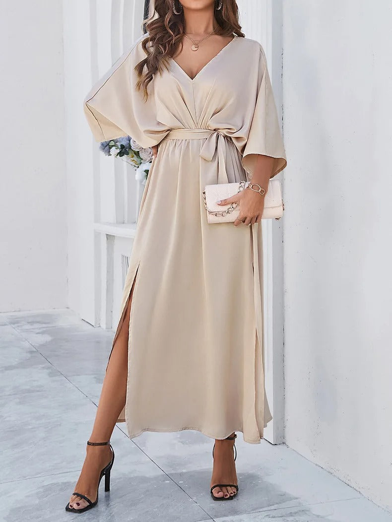 Judeena | V-Neck Women's Dress Midi Spring