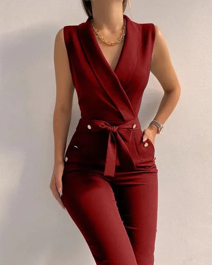 Gina| Sleeveless Jumpsuit with Tie Detail