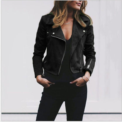 Desiree | Suede Look Biker Jacket