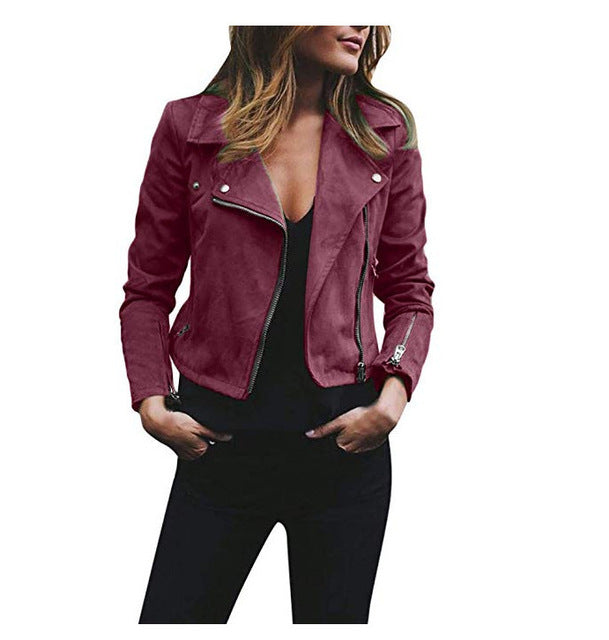 Desiree | Suede Look Biker Jacket