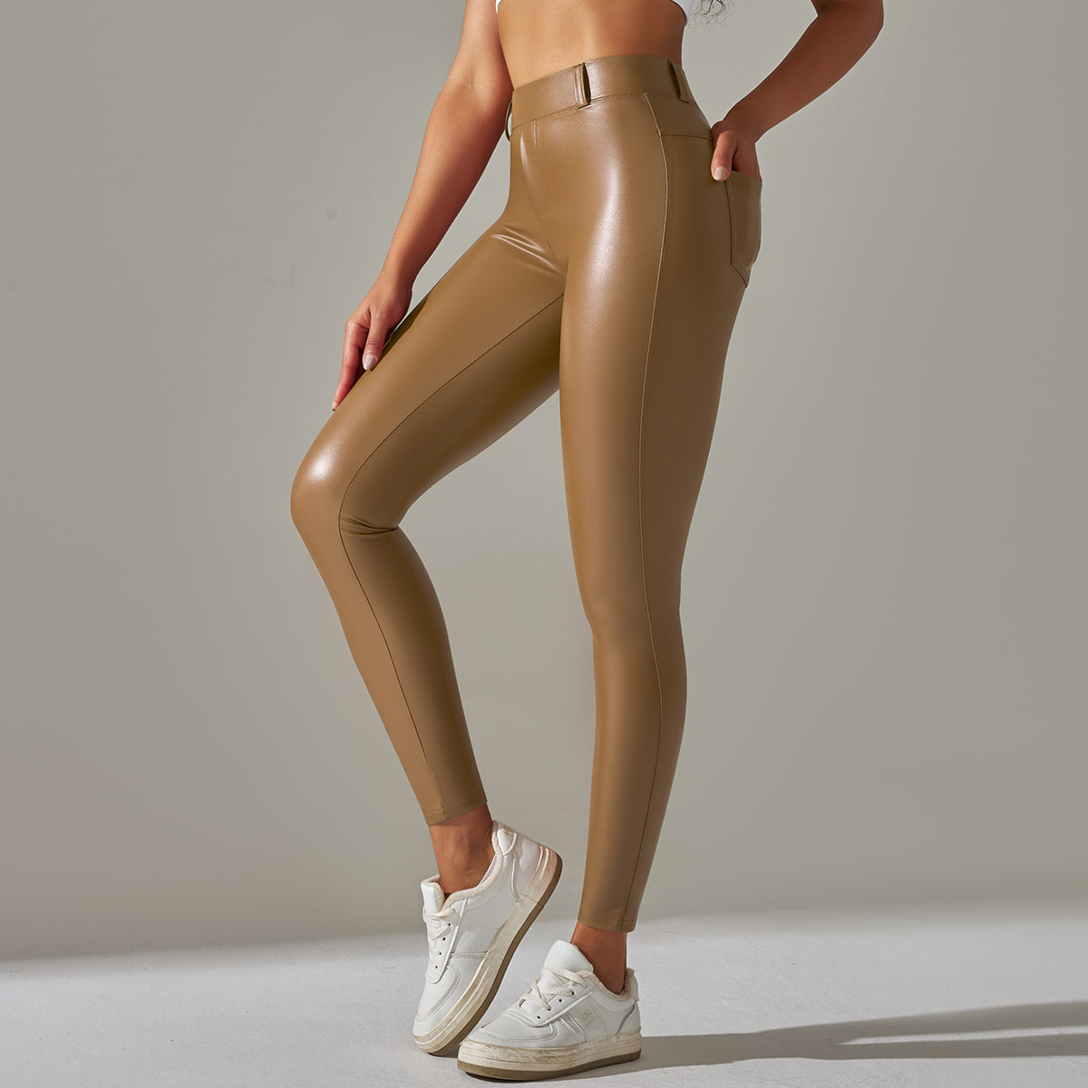 Angel | Shiny High-Waist Leggings in Leather Look