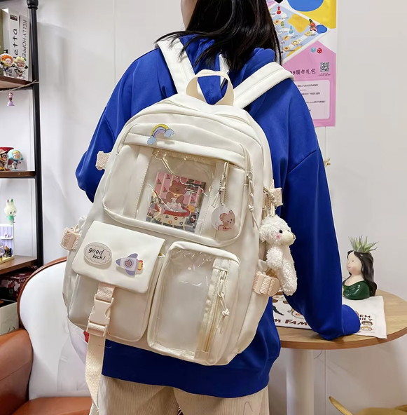 Lightweight Women's School Backpack with Multiple Compartments and Zipper