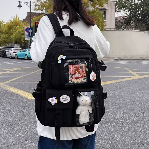 Lightweight Women's School Backpack with Multiple Compartments and Zipper