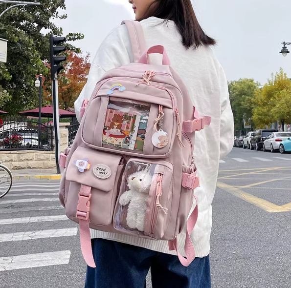 Lightweight Women's School Backpack with Multiple Compartments and Zipper