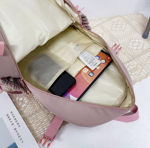 Lightweight Women's School Backpack with Multiple Compartments and Zipper