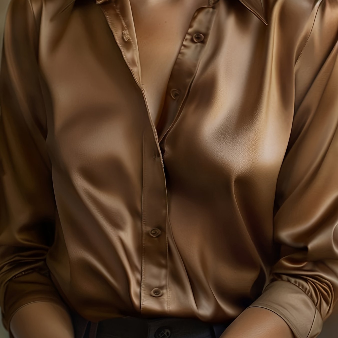 Elegant Women's Blouse with Classic Collar and Long Sleeves