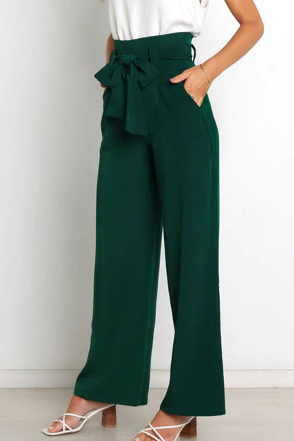 Fenna | High Waist Paperbag Pants with Bow Detail
