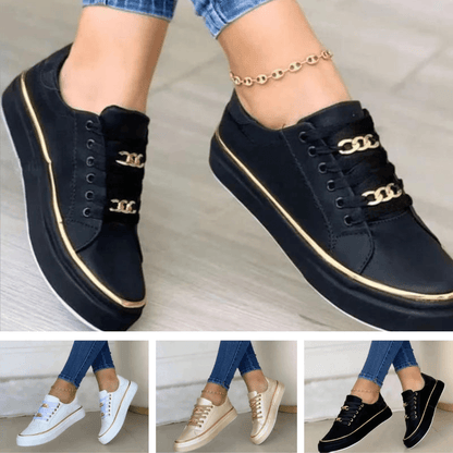 Women's Sneakers with Platform Sole and Gold Chain