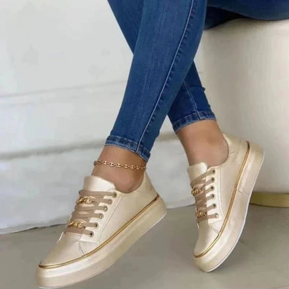 Women's Sneakers with Platform Sole and Gold Chain