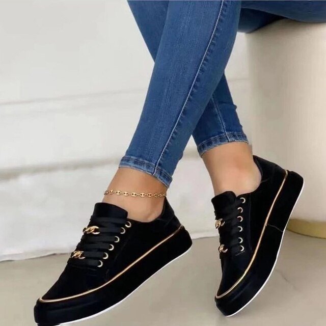 Women's Sneakers with Platform Sole and Gold Chain