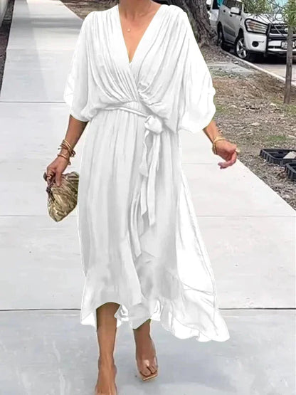 Chrissa | Summer Midi Dress with Elegant V-Neck