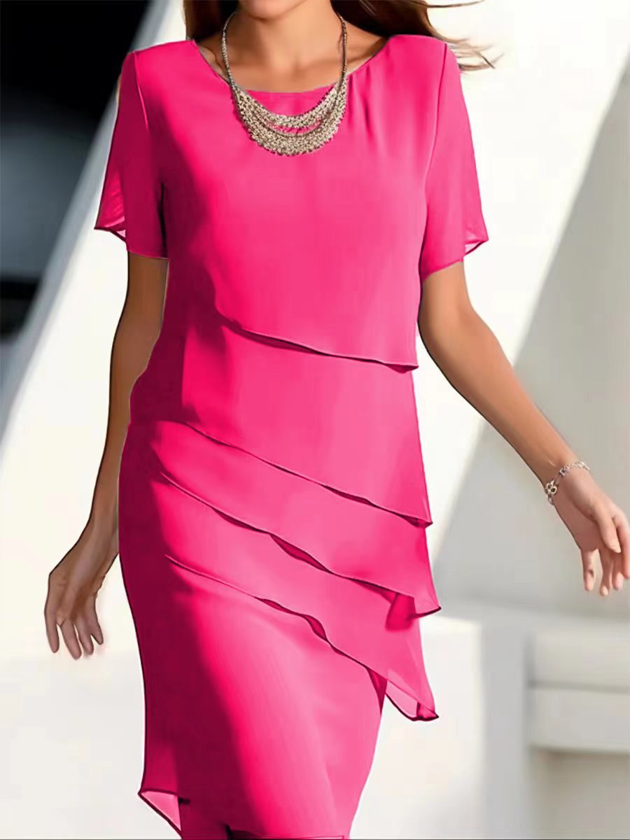 Quinnie | Elegant Layered Chiffon Dress Ladies