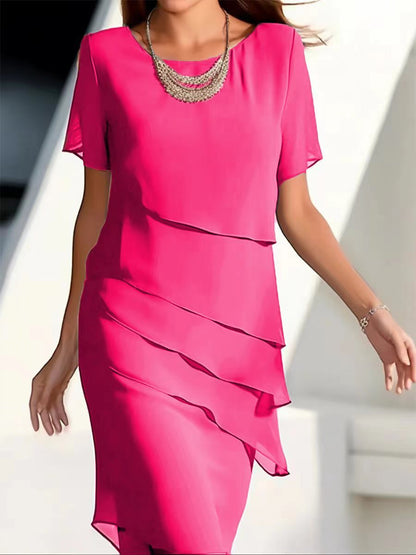 Quinnie | Elegant Layered Chiffon Dress Ladies