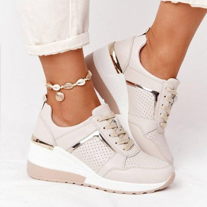 Women's Wedge Lightweight Sneakers With Lace Closure