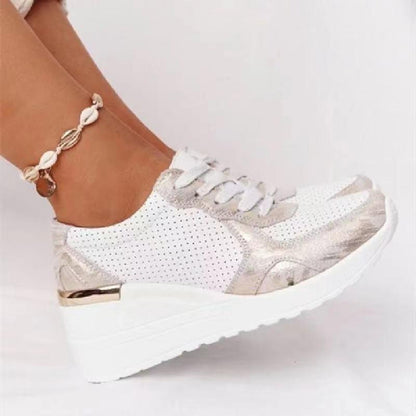 Women's Wedge Lightweight Sneakers With Lace Closure