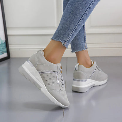 Women's Wedge Lightweight Sneakers With Lace Closure