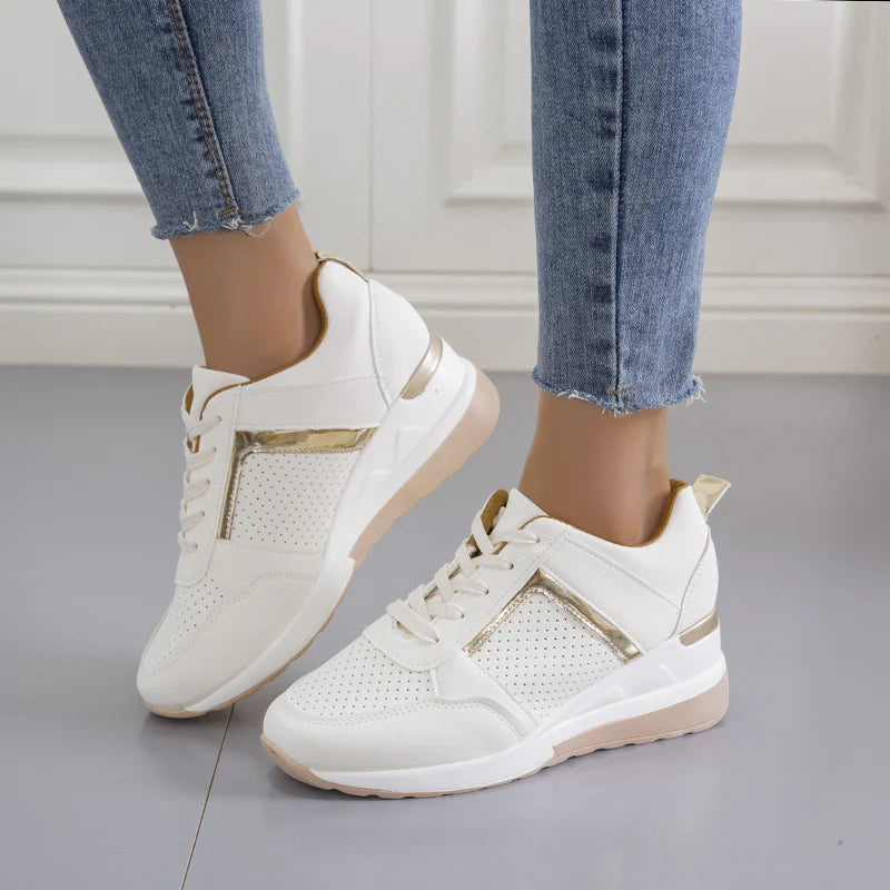 Women's Wedge Lightweight Sneakers With Lace Closure