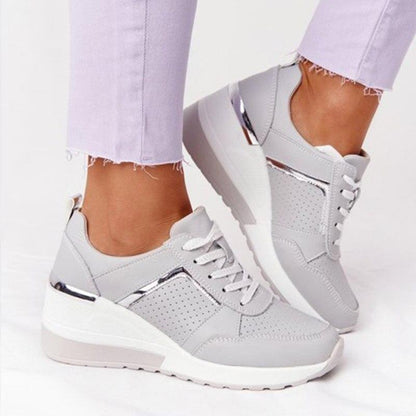 Women's Wedge Lightweight Sneakers With Lace Closure