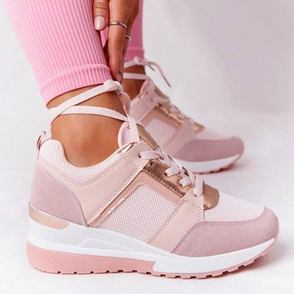 Women's Wedge Lightweight Sneakers With Lace Closure