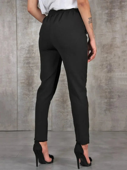 Elegant High Waist Women's Trousers with Belt
