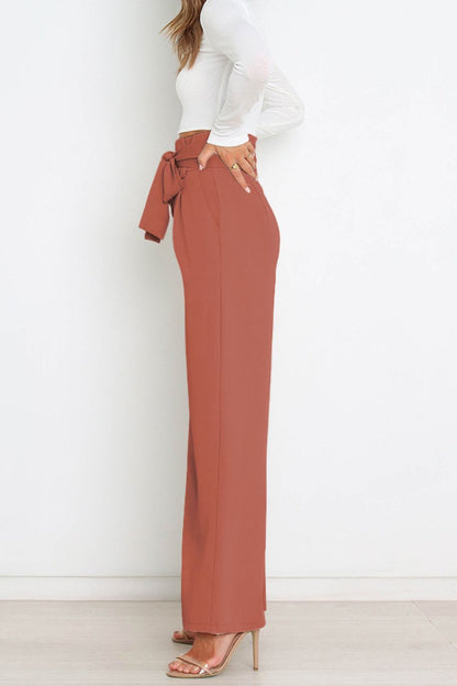 Fenna | High Waist Paperbag Pants with Bow Detail