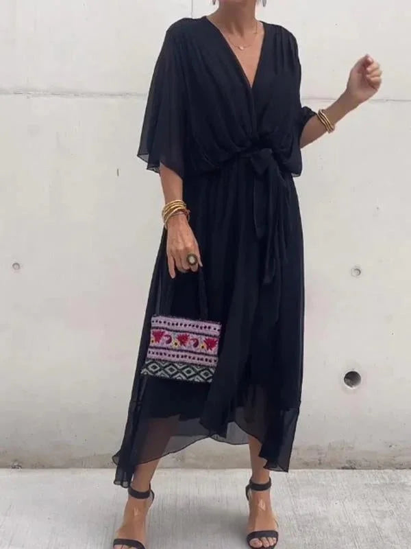 Chrissa | Summer Midi Dress with Elegant V-Neck