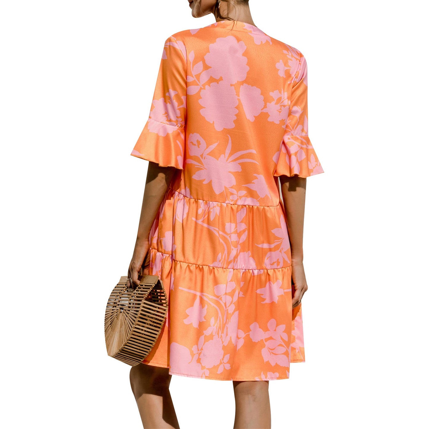 Summer Women's Party Mini Dress with Long Sleeves and Waist