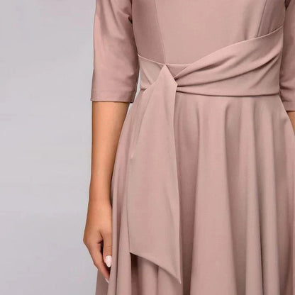 Riet | Elegant Midi Dress with Waist Belt