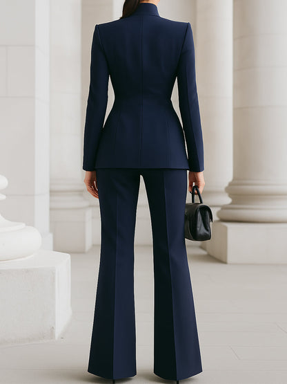 Stylish Women's Tailored Blazer Set With Wide Legs